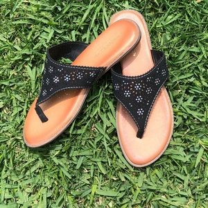 Sandals, black with rhinestones